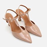 Hakiki Deri Naturel Kadın Stiletto