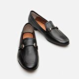 Hakiki Deri Siyah Kadın Loafer