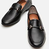 Hakiki Deri Siyah Kadın Loafer