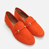 Hakiki Deri Turuncu Kadın Loafer