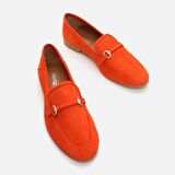 Hakiki Deri Turuncu Kadın Loafer