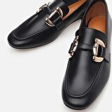 Hakiki Deri Siyah Kadın Loafer