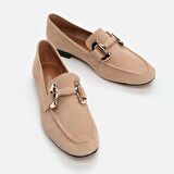 Hakiki Deri Camel Kadın Loafer