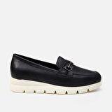 Hakiki Deri Siyah Kadın Loafer 