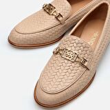 Hakiki Deri Pudra Kadın Loafer