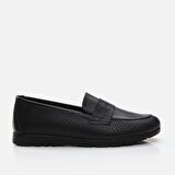 Hakiki Deri Siyah Kadın Loafer