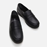 Hakiki Deri Siyah Kadın Loafer