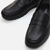 Hakiki Deri Siyah Kadın Loafer