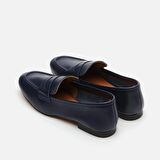 Hakiki Deri Lacivert Kadın Loafer