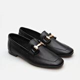 Hakiki Deri Siyah Kadın Loafer