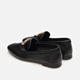 Hakiki Deri Siyah Kadın Loafer