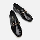 Hakiki Deri Siyah Kadın Loafer