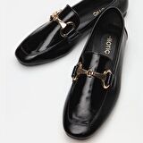 Hakiki Deri Siyah Kadın Loafer