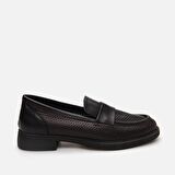 Hakiki Deri Siyah Kadın Loafer