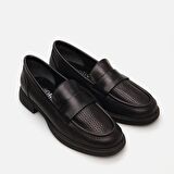 Hakiki Deri Siyah Kadın Loafer