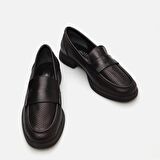 Hakiki Deri Siyah Kadın Loafer