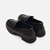Hakiki Deri Siyah Kadın Loafer