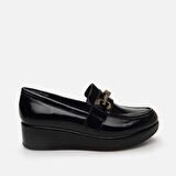 Hakiki Deri Siyah Kadın Loafer