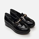 Hakiki Deri Siyah Kadın Loafer