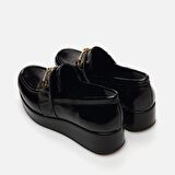 Hakiki Deri Siyah Kadın Loafer