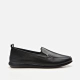 Hakiki Deri Siyah Kadın Loafer
