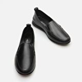Hakiki Deri Siyah Kadın Loafer
