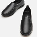 Hakiki Deri Siyah Kadın Loafer