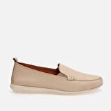 Hakiki Deri Bej Kadın Loafer