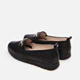 Hakiki Deri Siyah Kadın Loafer