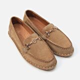 Hakiki Deri Camel Kadın Loafer