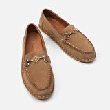 Hakiki Deri Camel Kadın Loafer
