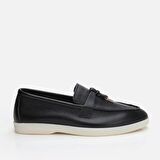 Hakiki Deri Siyah Kadın Loafer