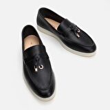 Hakiki Deri Siyah Kadın Loafer