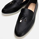 Hakiki Deri Siyah Kadın Loafer