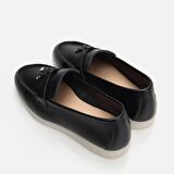 Hakiki Deri Siyah Kadın Loafer