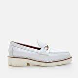Hakiki Deri Beyaz Kadın Loafer