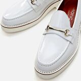 Hakiki Deri Beyaz Kadın Loafer