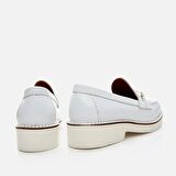 Hakiki Deri Beyaz Kadın Loafer