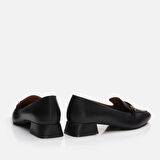 Hakiki Deri Siyah Kadın Loafer