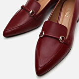 Hakiki Deri Bordo Kadın Loafer