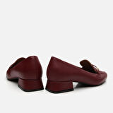 Hakiki Deri Bordo Kadın Loafer