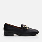 Hakiki Deri Siyah Kadın Loafer