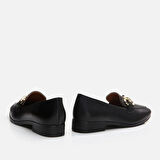 Hakiki Deri Siyah Kadın Loafer