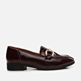 Hakiki Deri Bordo Kadın Loafer