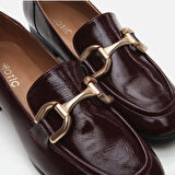 Hakiki Deri Bordo Kadın Loafer