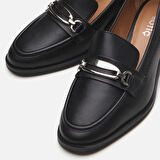 Hakiki Deri Siyah Kadın Loafer