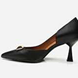 Hakiki Deri Siyah Kadın Stiletto