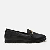 Hakiki Deri Siyah Kadın Loafer