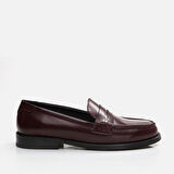 Hakiki Deri Bordo Kadın Loafer