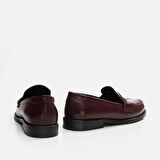 Hakiki Deri Bordo Kadın Loafer